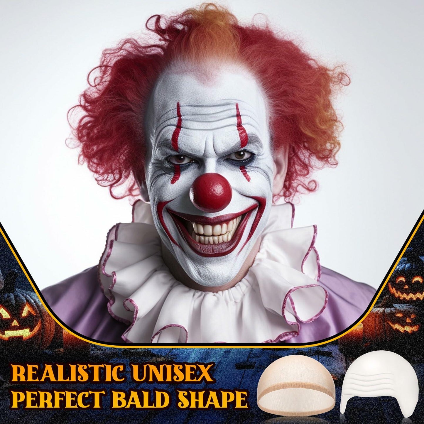 Syhood Halloween Bald Caps Latex Wig Cap Costume Accessories White 4 Pack Size M