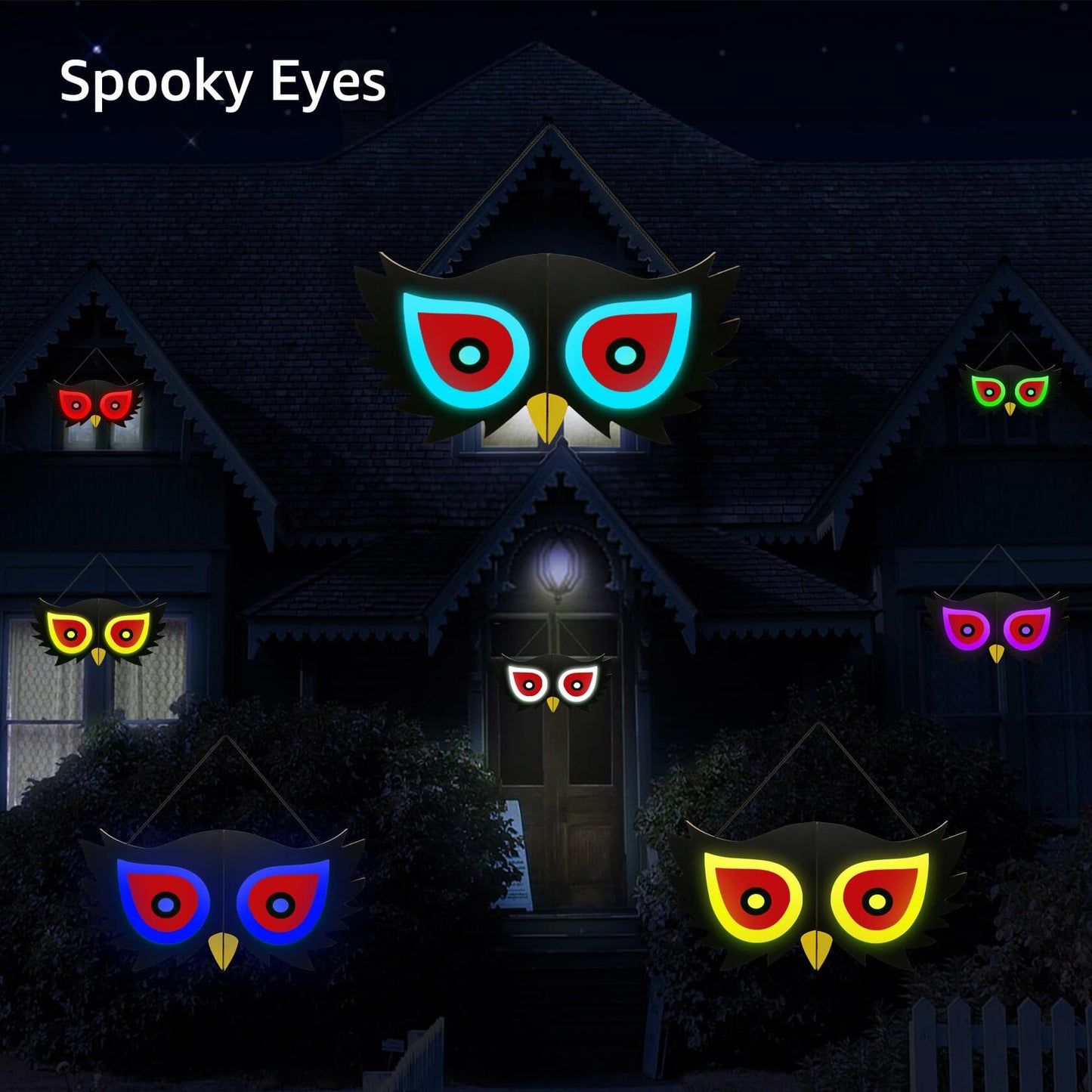 BlcTec Halloween Spooky Eyes Lights 23.6in 7 Color Modes USB Battery Operated