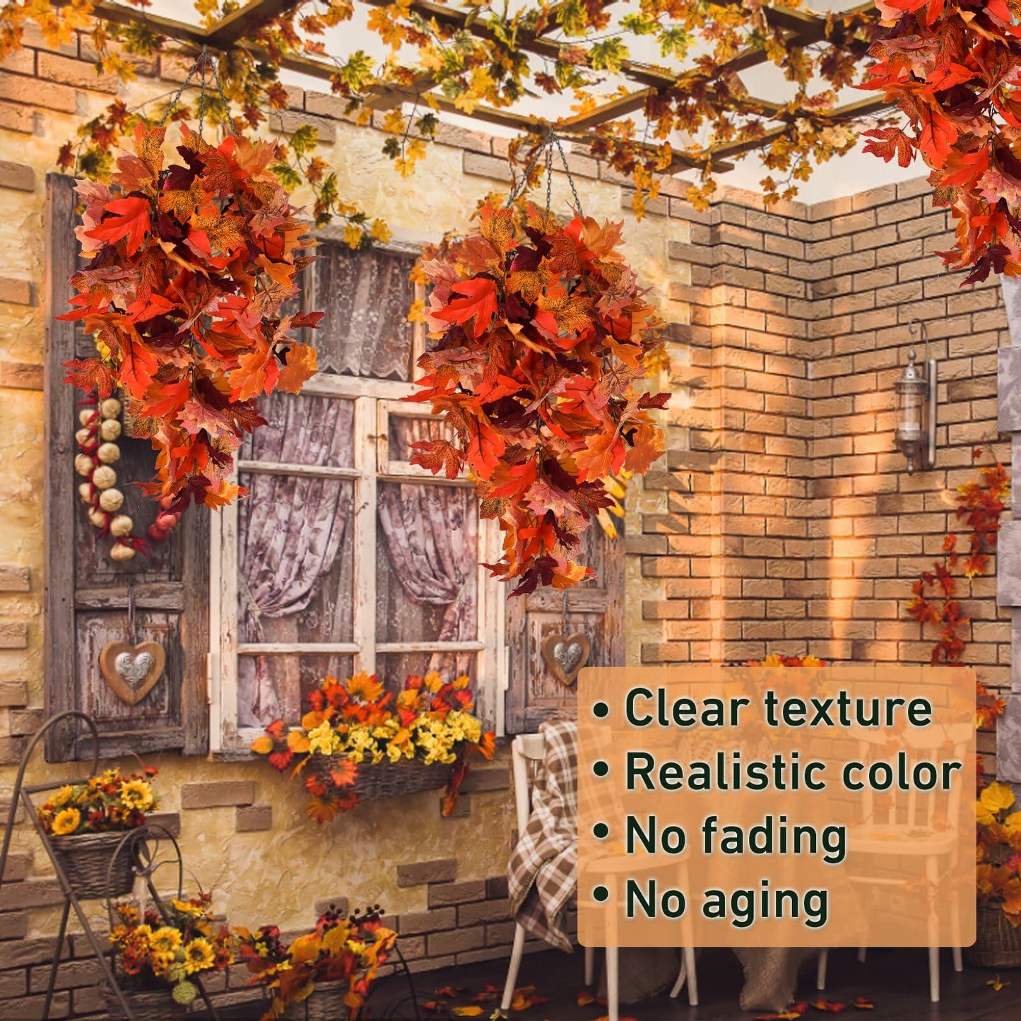 RECUTMS 2Pcs Artificial Autumn Maple Leaves Garland 2.5FT Fall Decor