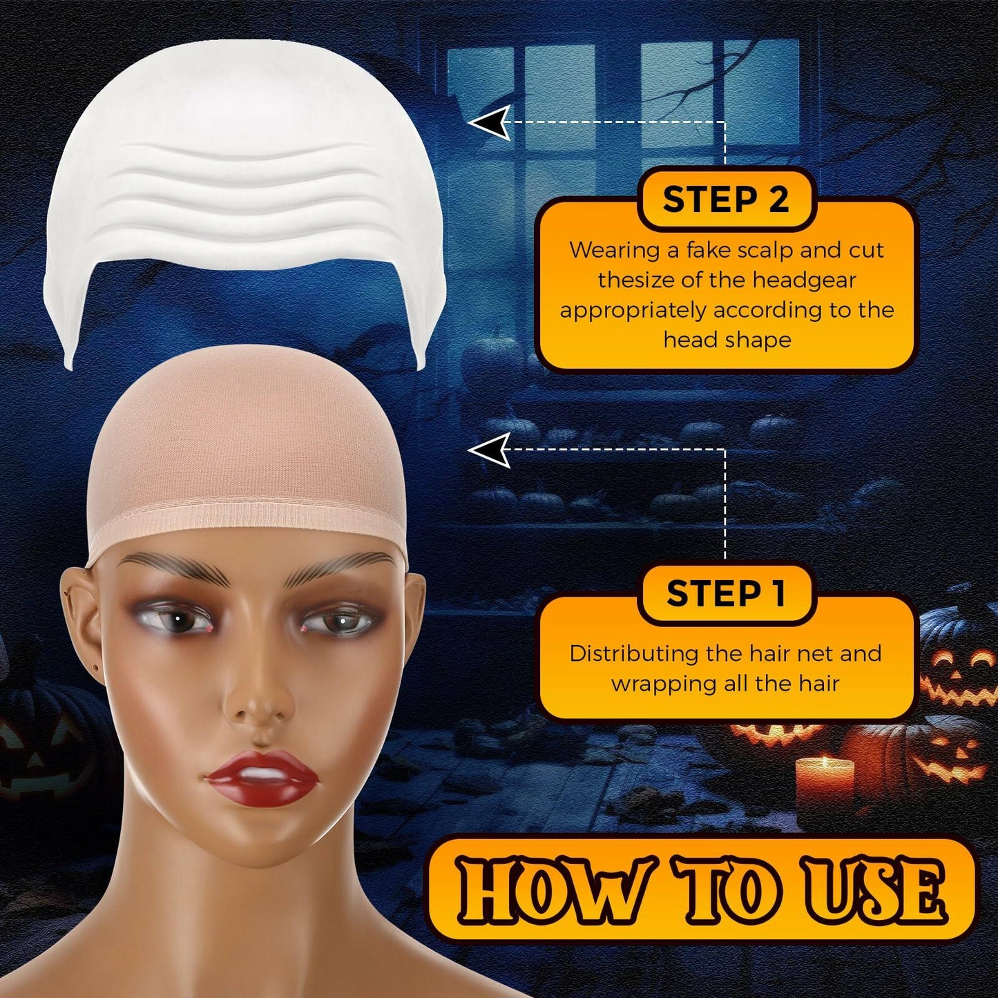 Syhood Halloween Bald Caps Latex Wig Cap Costume Accessories White 4 Pack Size M
