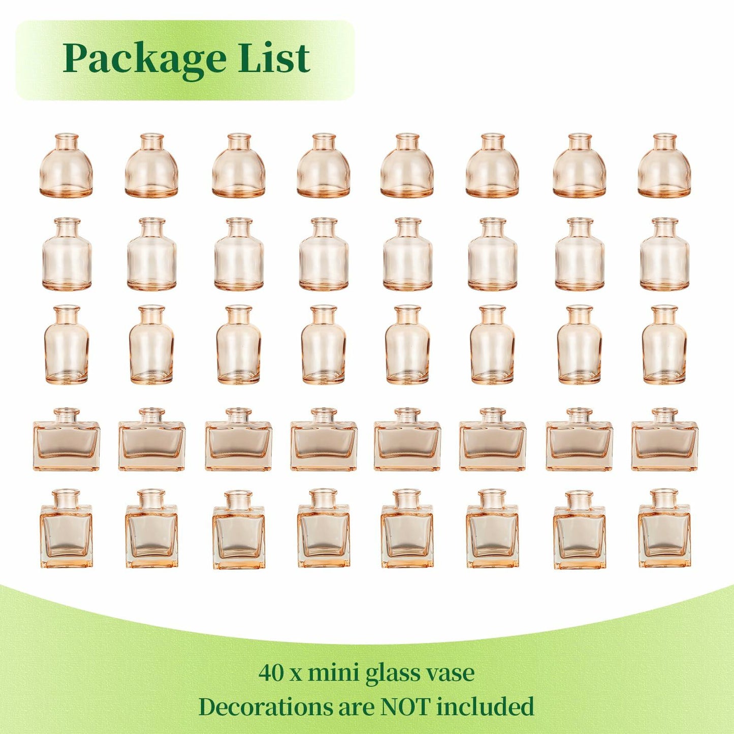 Hewory 20pcs Small Brown Glass Bud Vases Mini Bottles for Wedding Decor