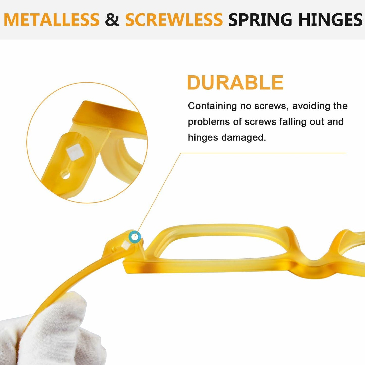 BFOCO Reading Glasses Metalless Screwless Spring Hinges +2.25 6 Pack
