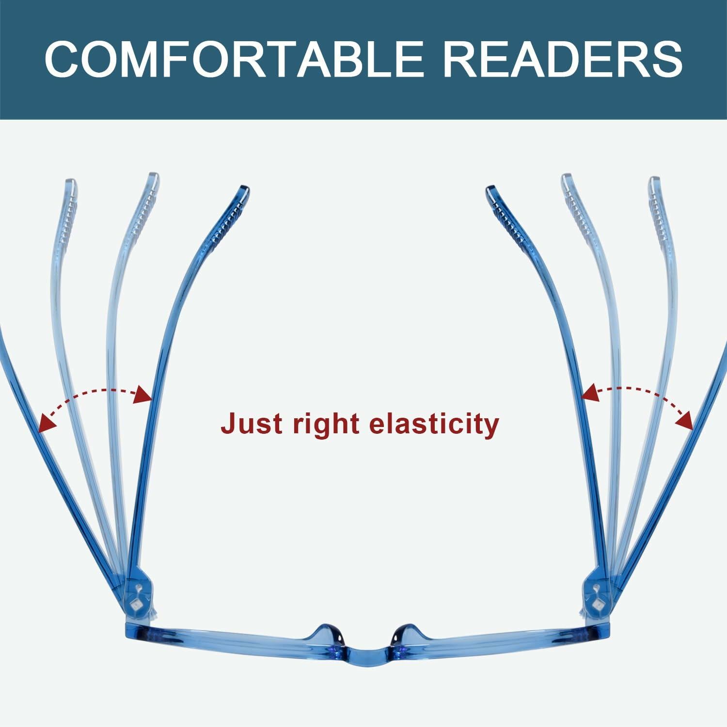 Oversized Reading Glasses Metalless Screwless Spring Hinges Women 6-Pack +2.50