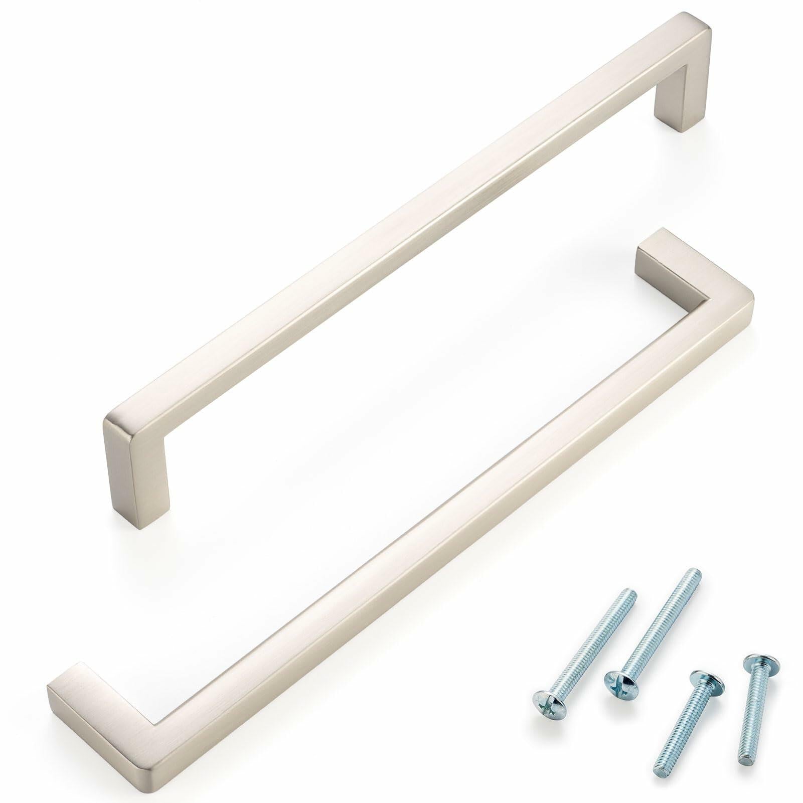 ASKANO Black Square Bar Cabinet Pull Handle 6-1/4 Inch Hole Centers Pack 20
