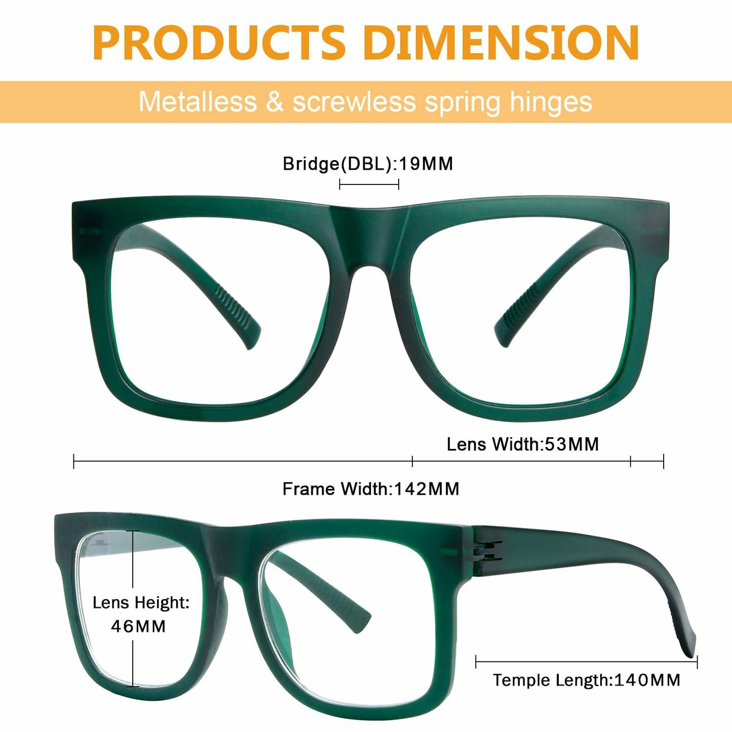 BFOCO Reading Glasses Metalless Screwless Spring Hinges +2.25 6 Pack