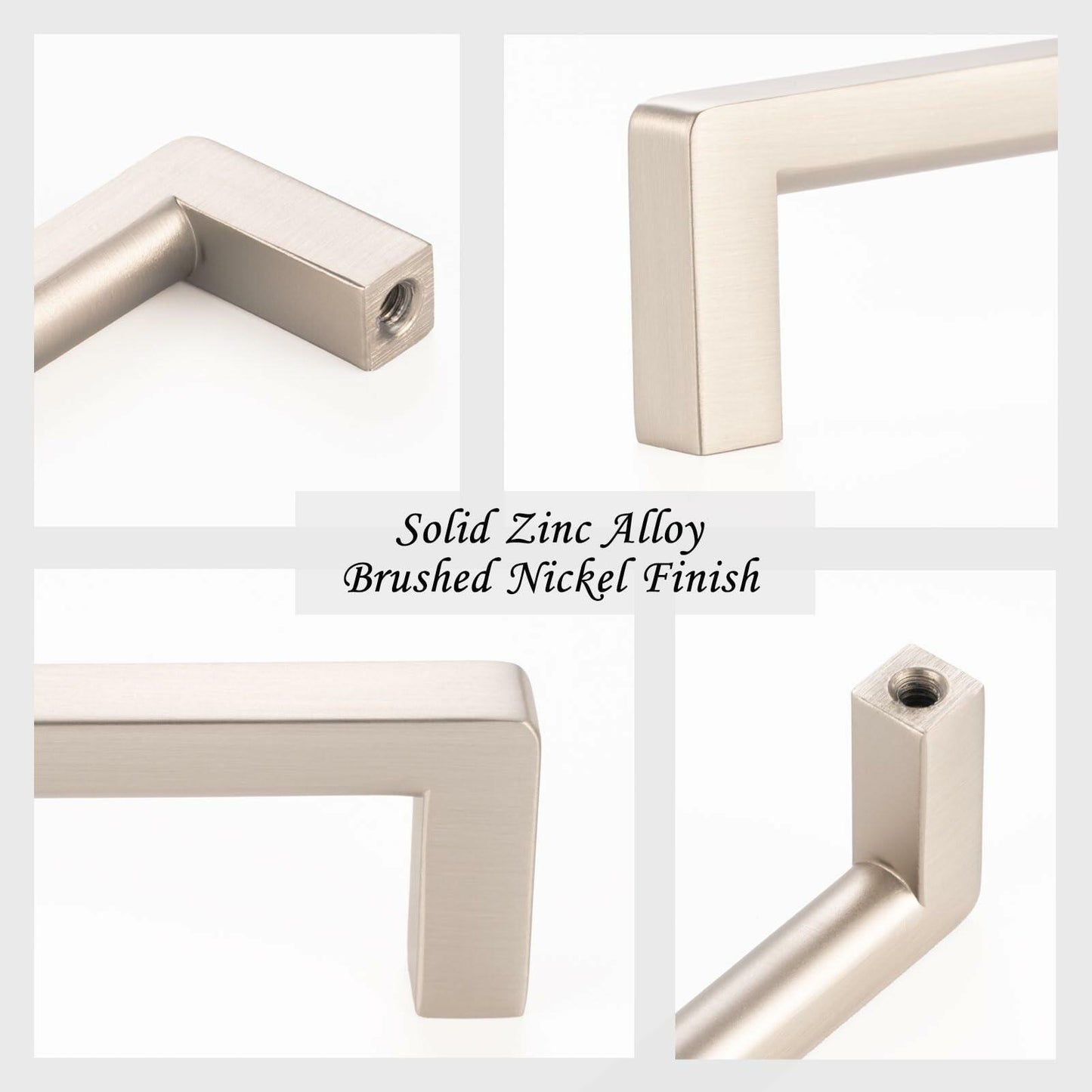 ASKANO Black Square Bar Cabinet Pull Handle 6-1/4 Inch Hole Centers Pack 20