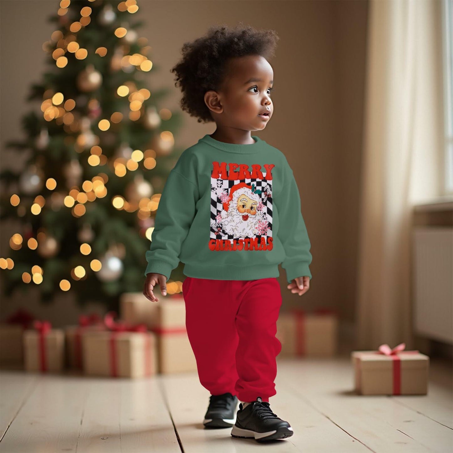 C&M WODRO Toddler Christmas Santa Sweatshirt Pants Set Green Size 4-5 Years