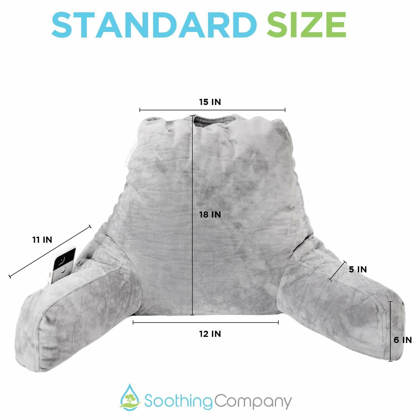 Soothing Company Reading Pillow Shredded Memory Foam Back Support Gray Standard