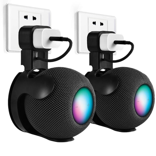 V-MORO HomePod Mini Wall Mount Holder Outlet Stand 2-Pack Black