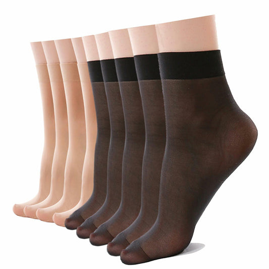 12 Pack Women's Nylon Ankle Silky Sheer Socks Medium Size Nude Black