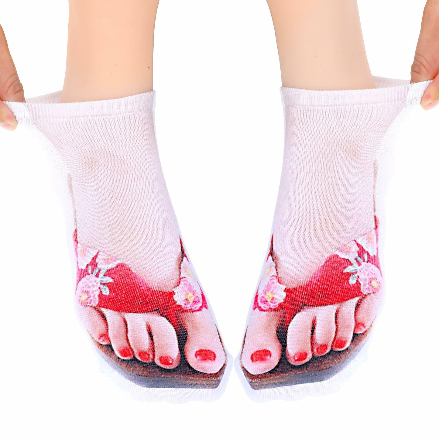 AHQiZFX Girls Flip Flop Socks 3D Print Pattern 3 Pairs Multi-color - One Size
