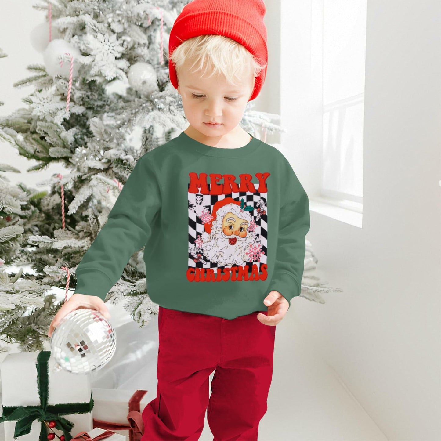 C&M WODRO Toddler Christmas Santa Sweatshirt Pants Set Green Size 4-5 Years