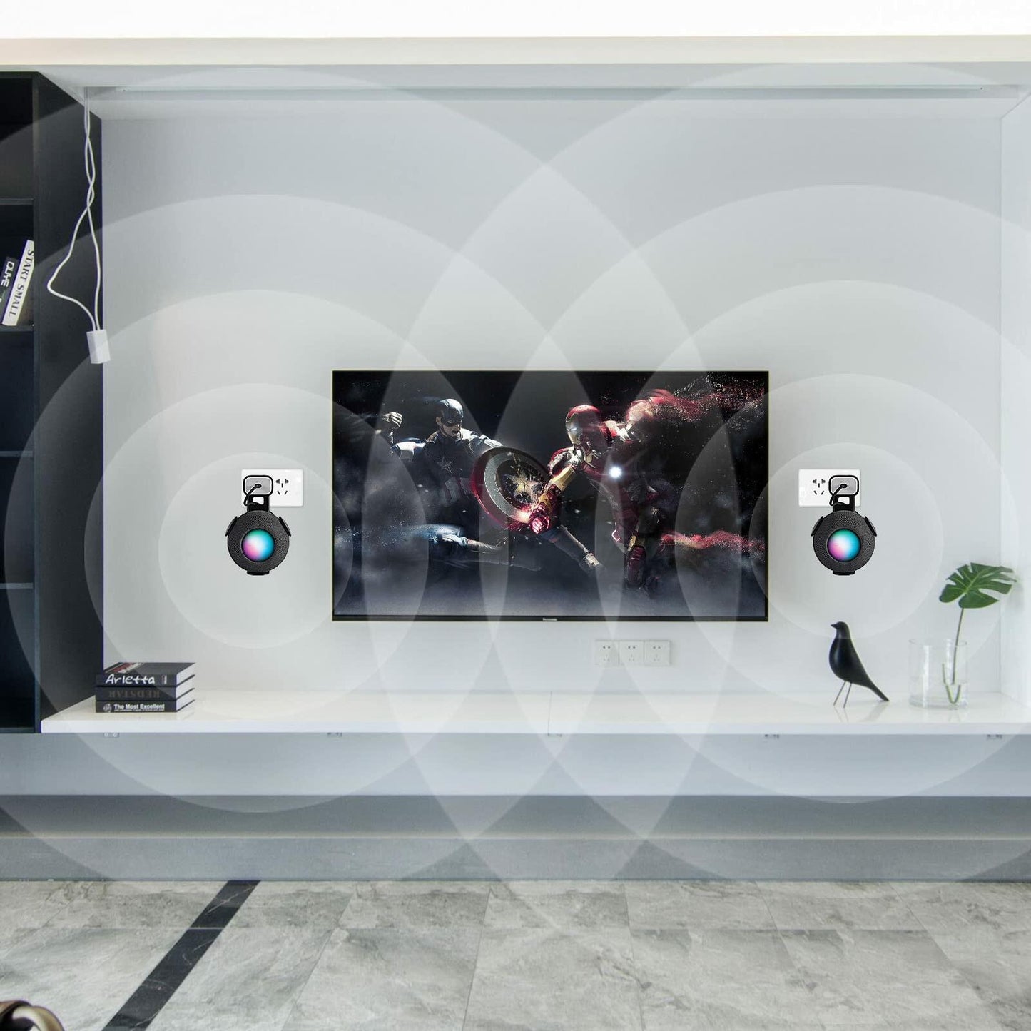 V-MORO HomePod Mini Wall Mount Holder Outlet Stand 2-Pack Black