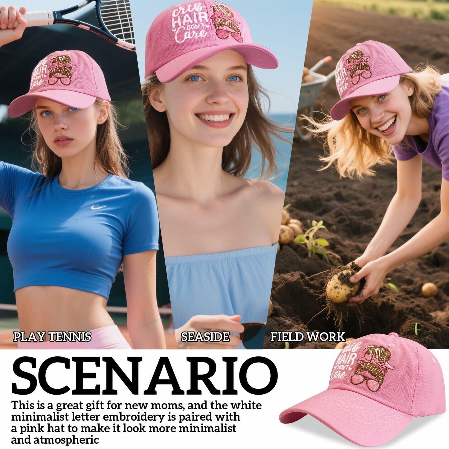 New Mom Hat Mothers Gifts Funny Pink Embroidered Adjustable Cotton Baseball Cap