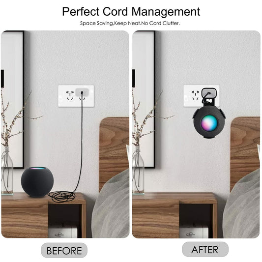V-MORO HomePod Mini Wall Mount Holder Outlet Stand 2-Pack Black
