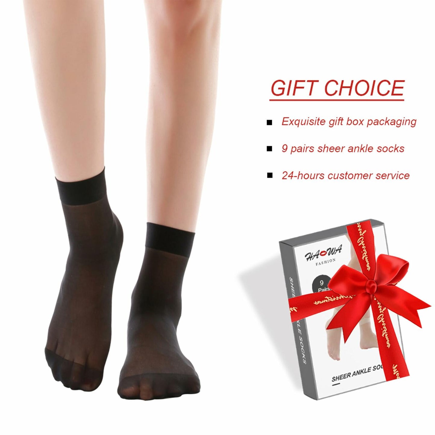 12 Pack Women's Nylon Ankle Silky Sheer Socks Medium Size Nude Black