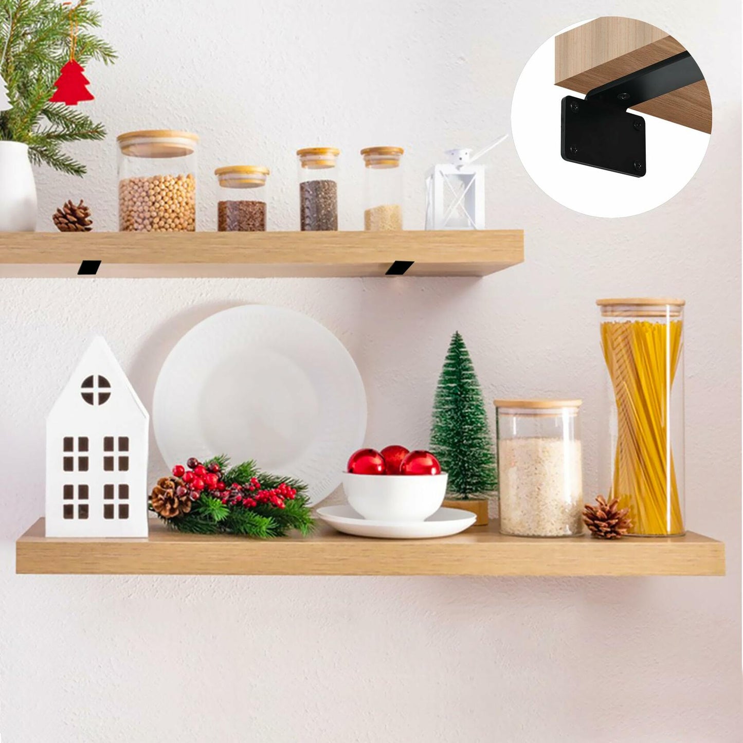 Shelf Brackets Heavy Duty Floating 6" Black Metal 6 Pack 1/5" Thick 160lb