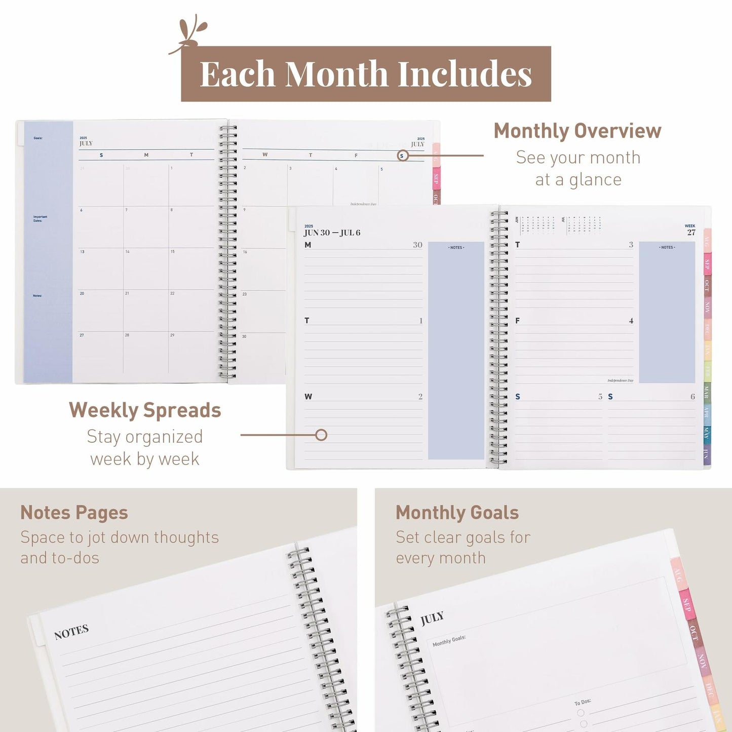 Rileys Academic Planner 2025-2026 Daily Weekly Monthly 8.5x11 Blue