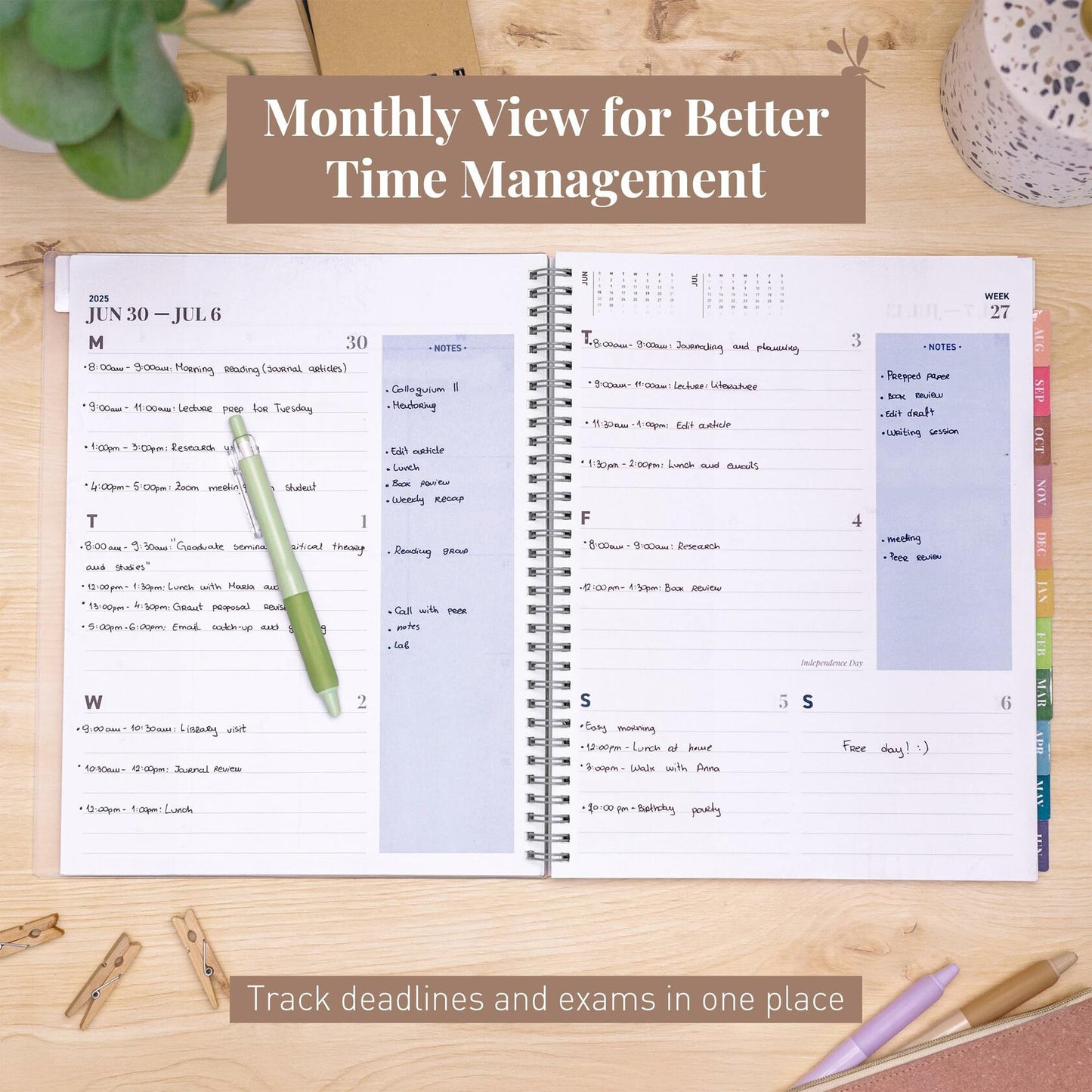 Rileys Academic Planner 2025-2026 Daily Weekly Monthly 8.5x11 Blue