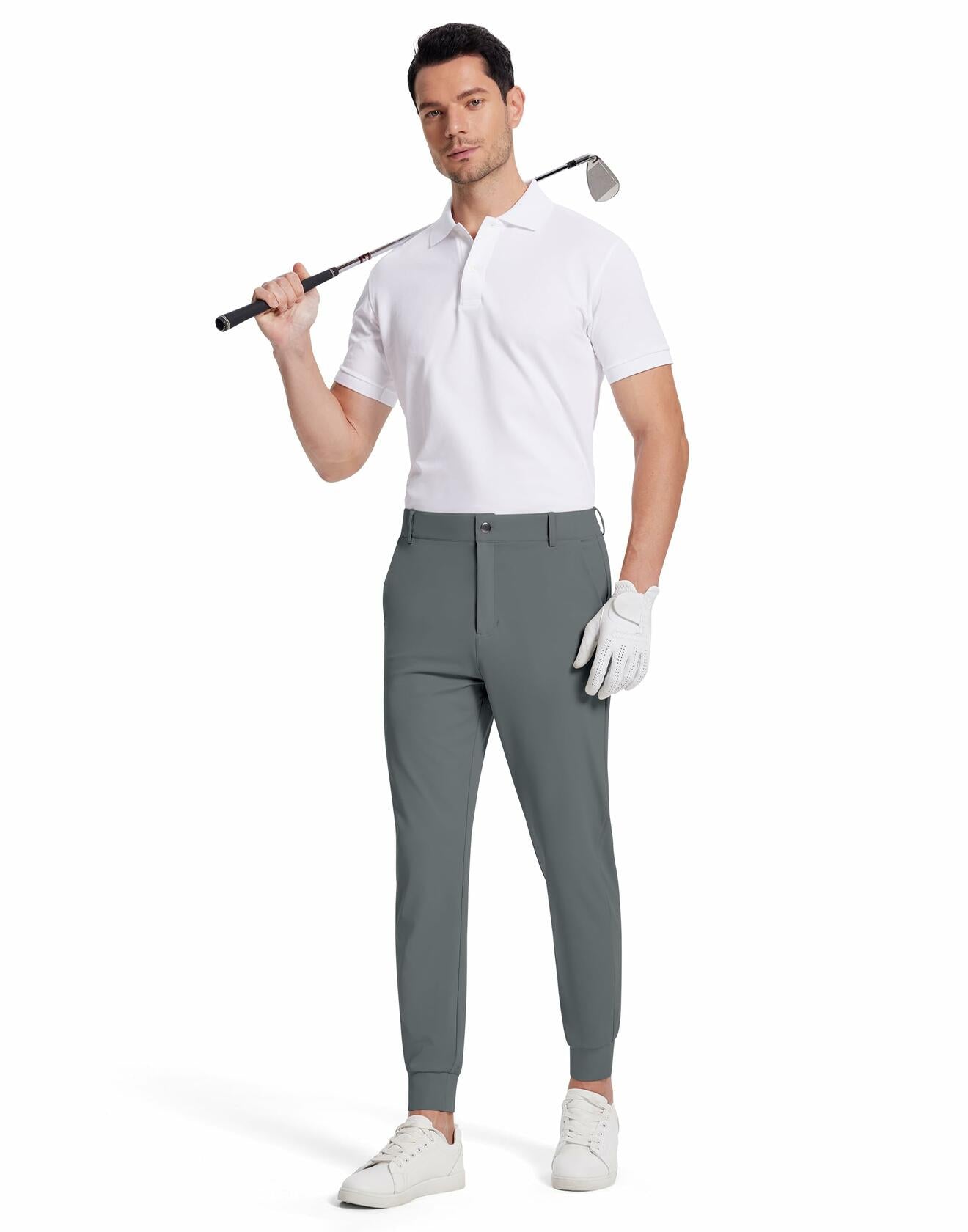 SERAMY Men's Golf Joggers Slim Fit Stretch Pants 5 Pockets Ink Gray Size L
