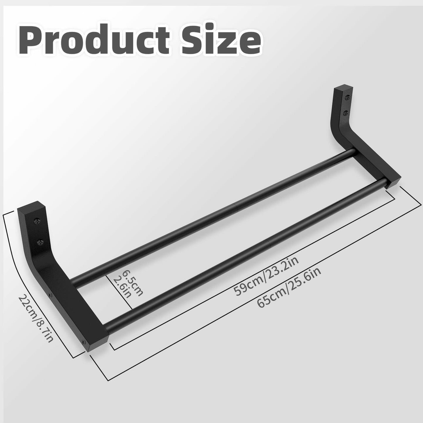 STWWO Double Towel Bar 24in SUS 304 Stainless Steel Matte Black