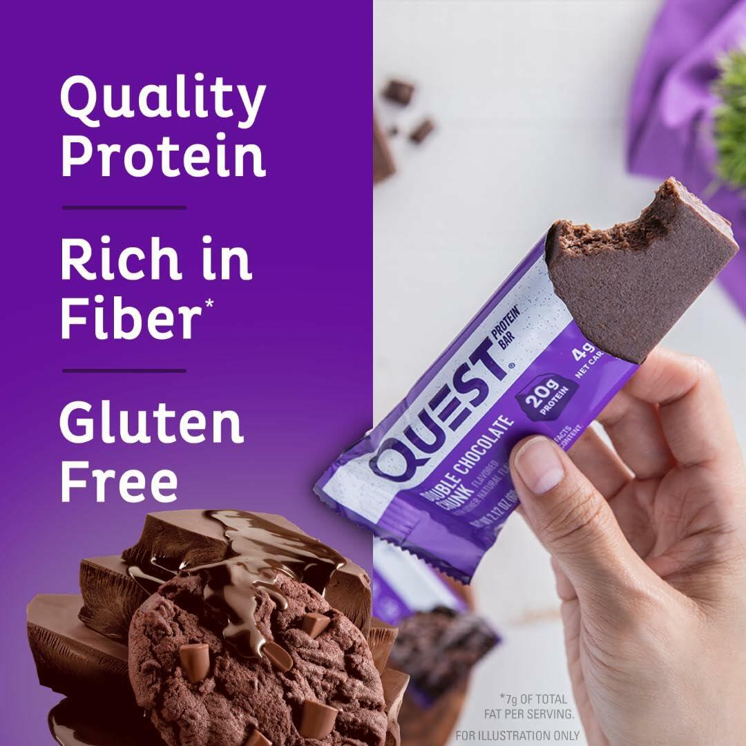 BestBy05/25 Quest Nutrition Double Chocolate Chunk Protein Bars 20g Protein 12ct