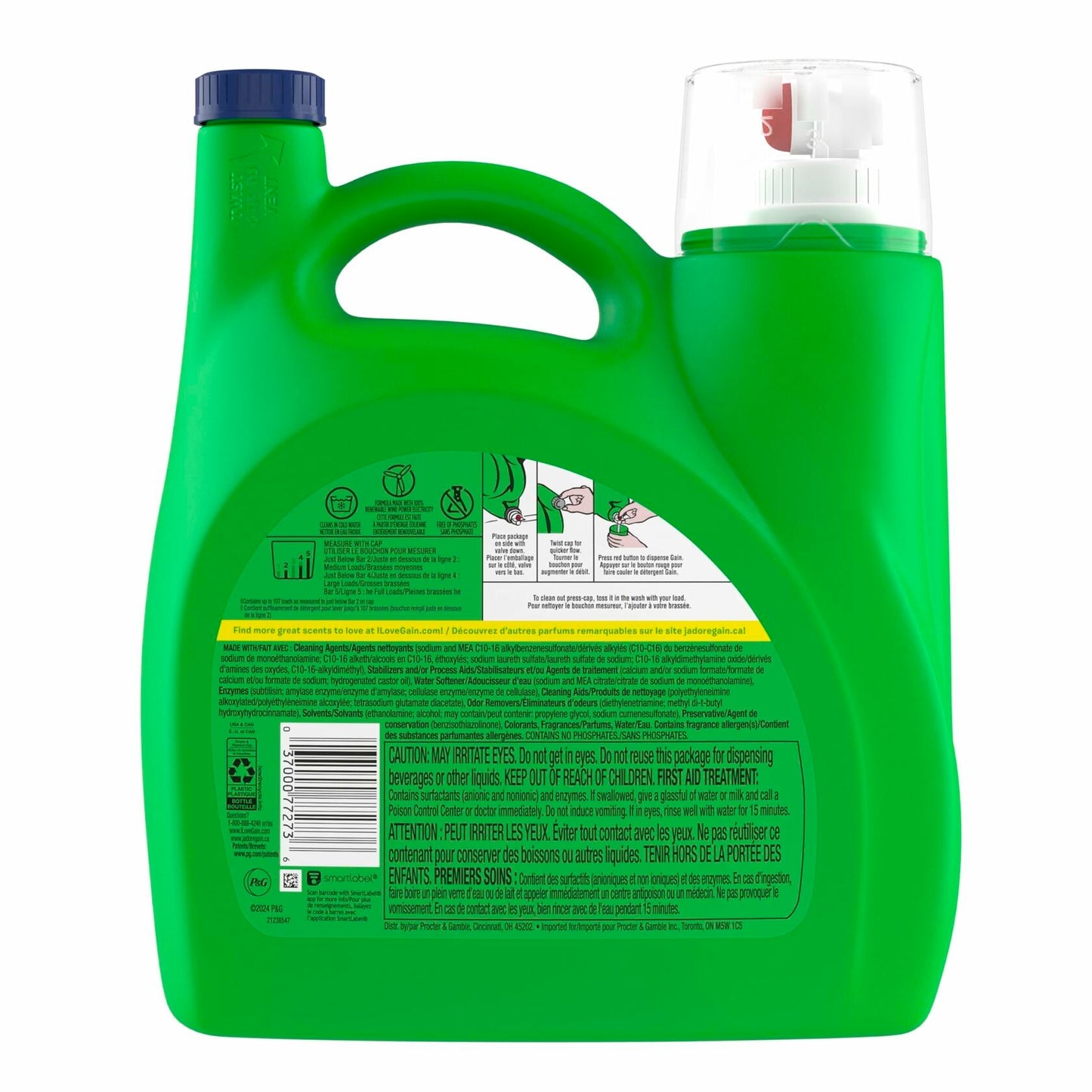 Gain + Aroma Boost Laundry Detergent Liquid, Original Scent, 107 Loads-154 fl oz
