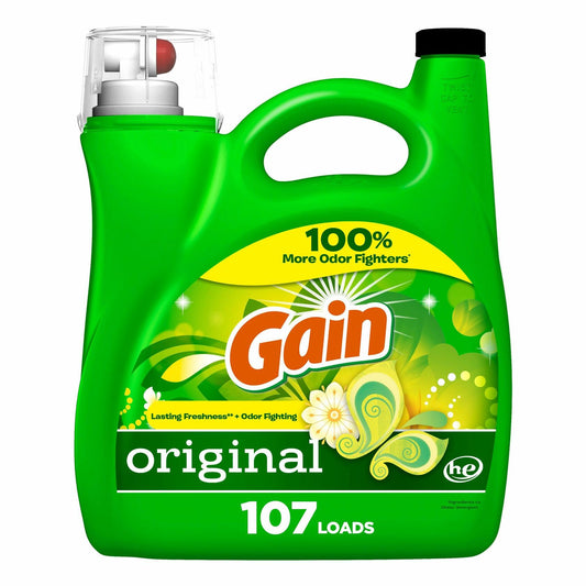 Gain + Aroma Boost Laundry Detergent Liquid, Original Scent, 107 Loads-154 fl oz