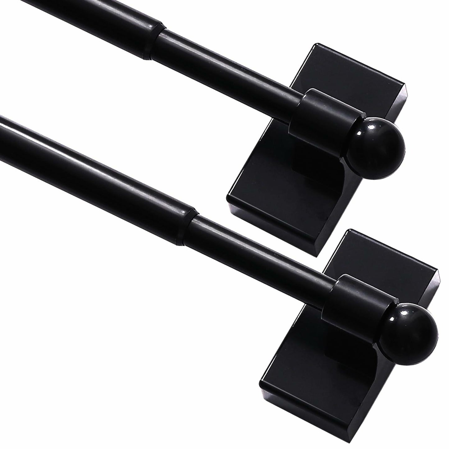 Turquoize Magnetic Curtain Rods 2 Pack Adjustable 16-28in Black