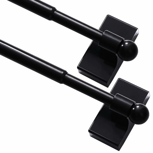 Turquoize Magnetic Curtain Rods 2 Pack Adjustable 16-28in Black