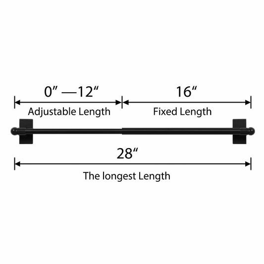 Turquoize Magnetic Curtain Rods 2 Pack Adjustable 16-28in Black