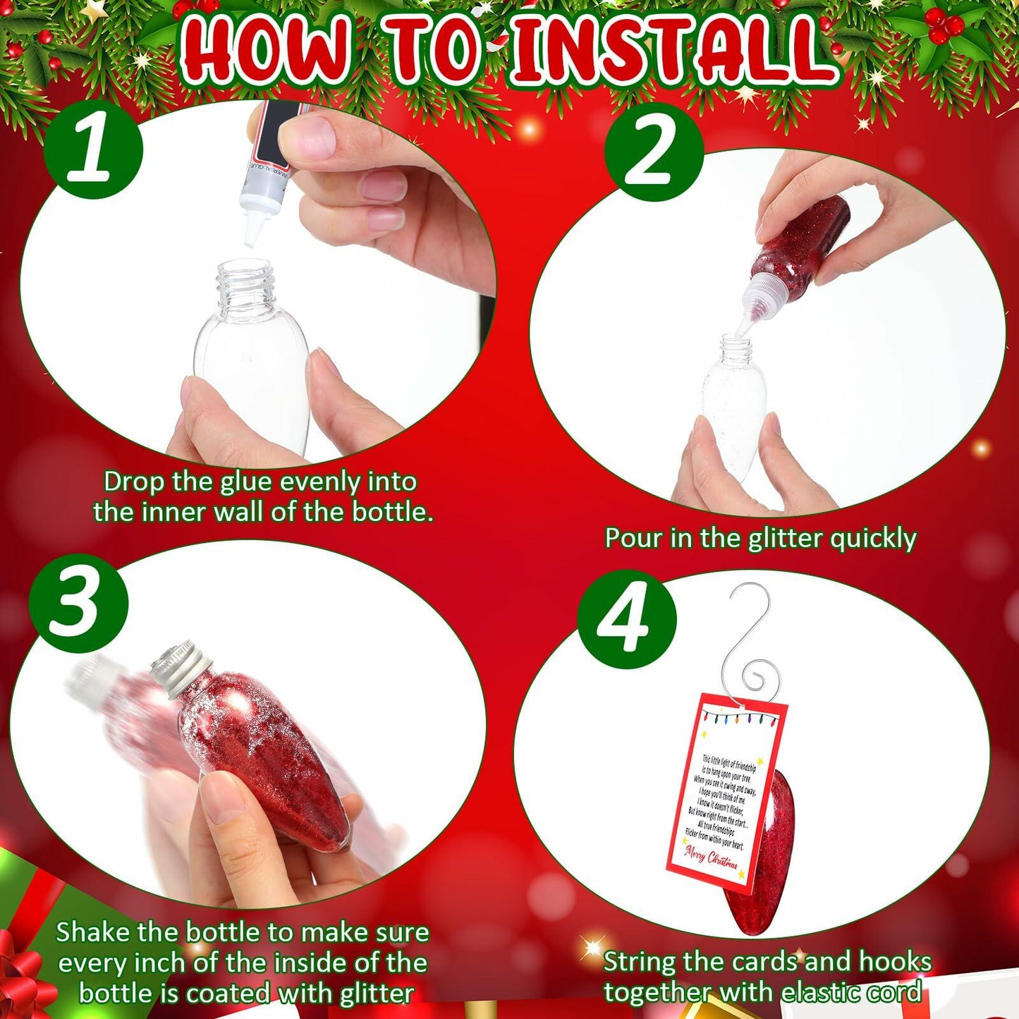 Syhood Christmas Friendship Light DIY Ornament Set 3.39in Red