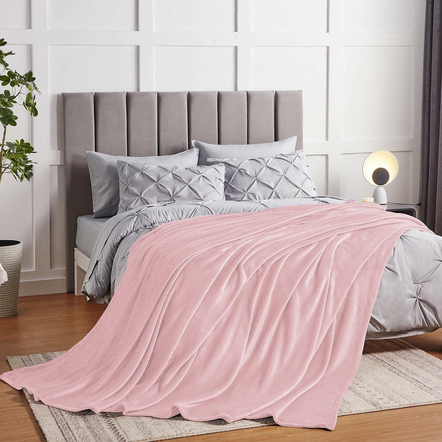 CozyLux Pink Fleece Throw Blanket 50x70 Soft Plush Flannel 300GSM XL