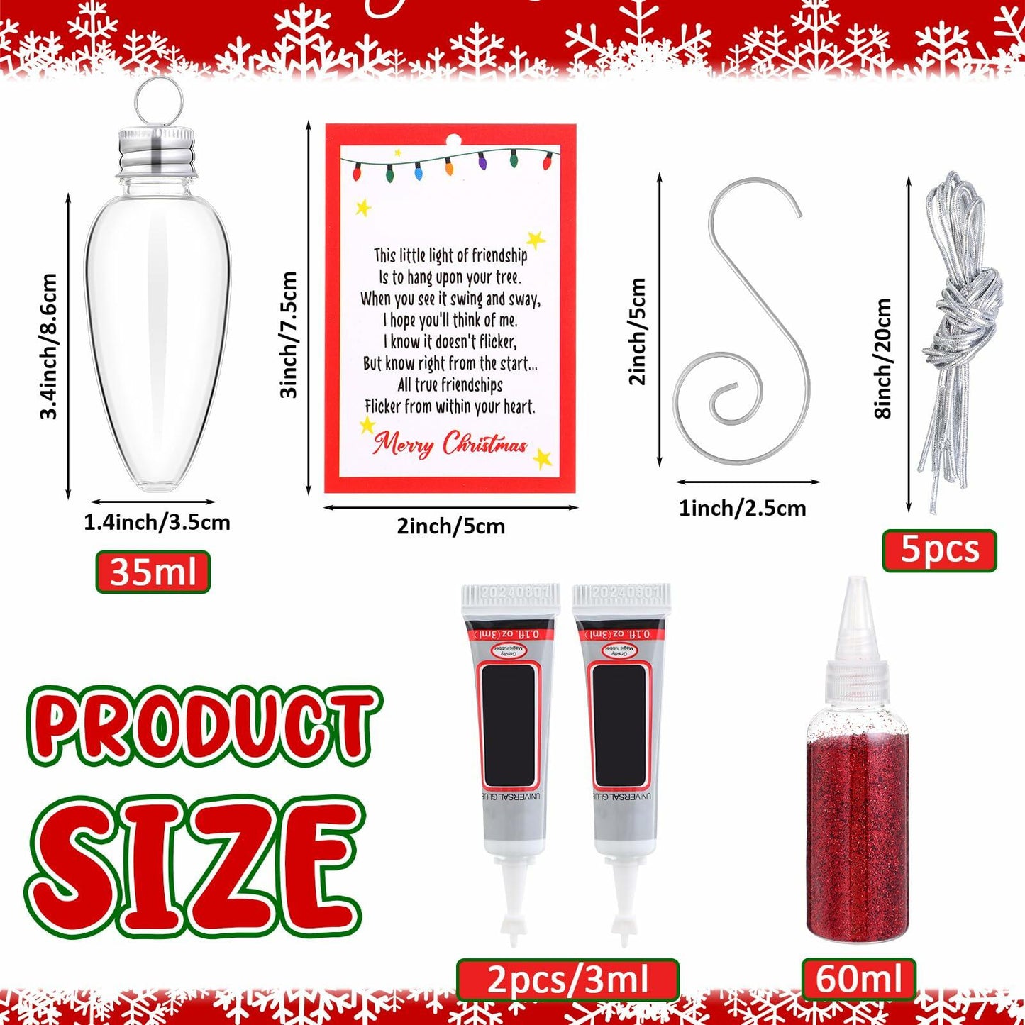 Syhood Christmas Friendship Light DIY Ornament Set 3.39in Red