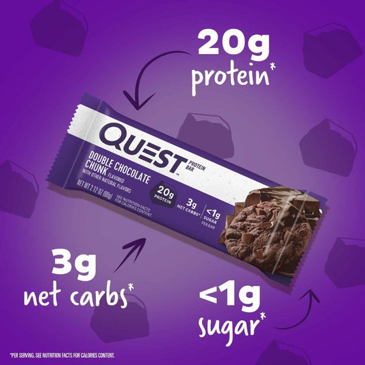 BestBy05/25 Quest Nutrition Double Chocolate Chunk Protein Bars 20g Protein 12ct