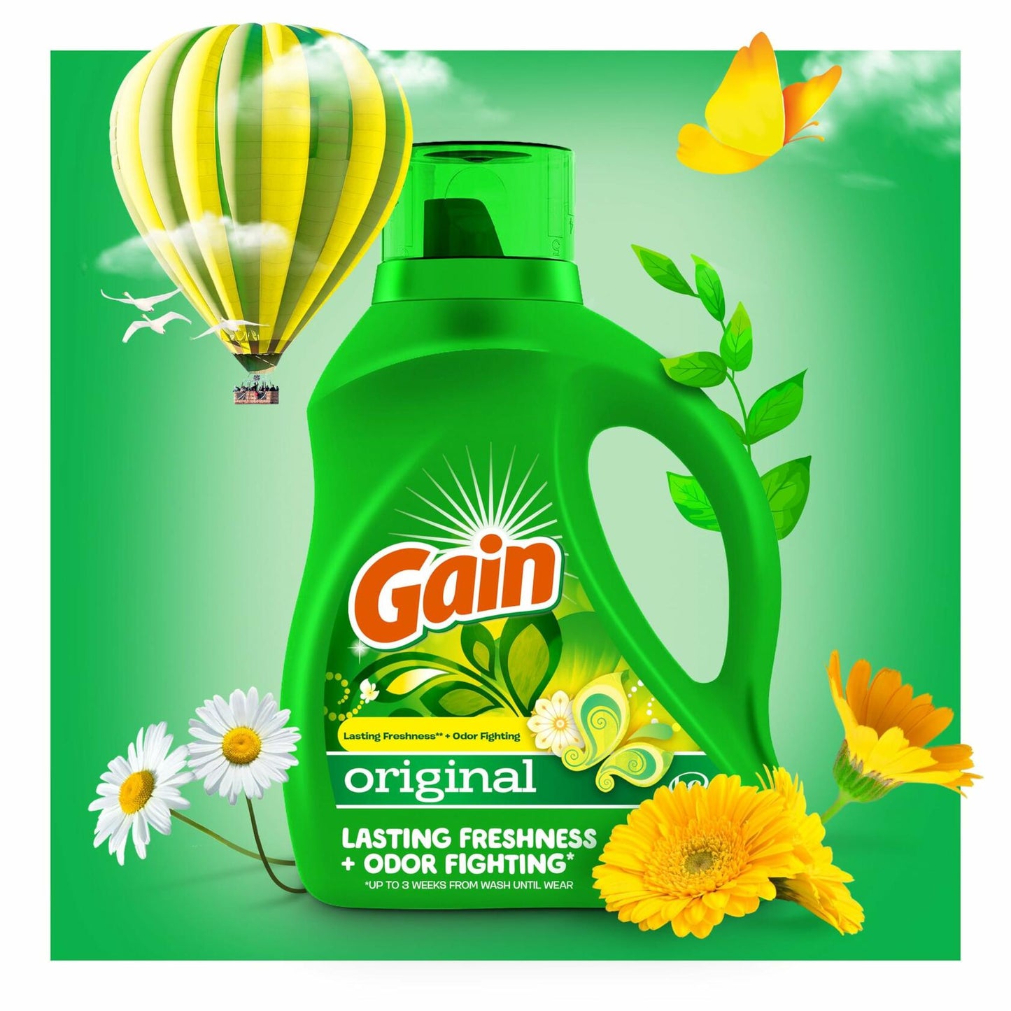 Gain + Aroma Boost Laundry Detergent Liquid, Original Scent, 107 Loads-154 fl oz