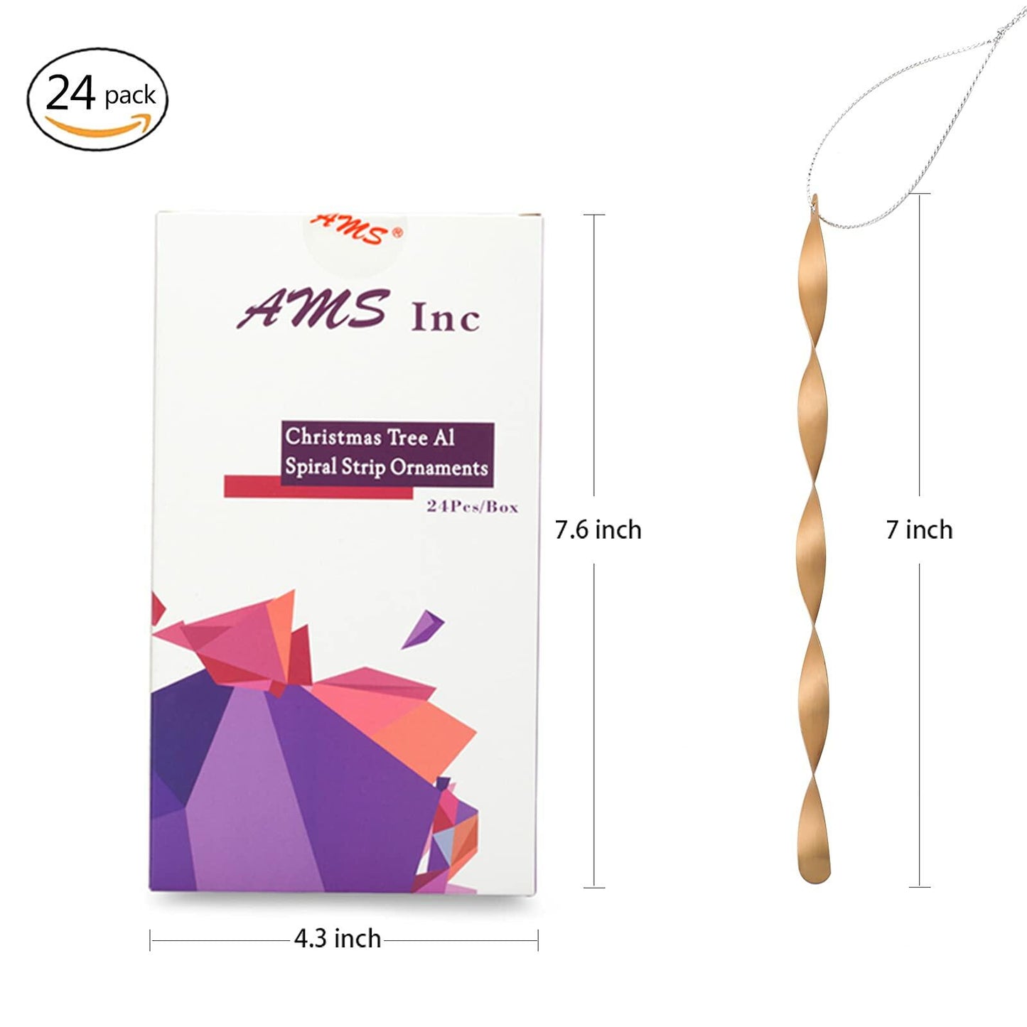AMS Christmas Tree Ornaments 24PCS Aluminum Twisted Icicles Matte Champagne 7"