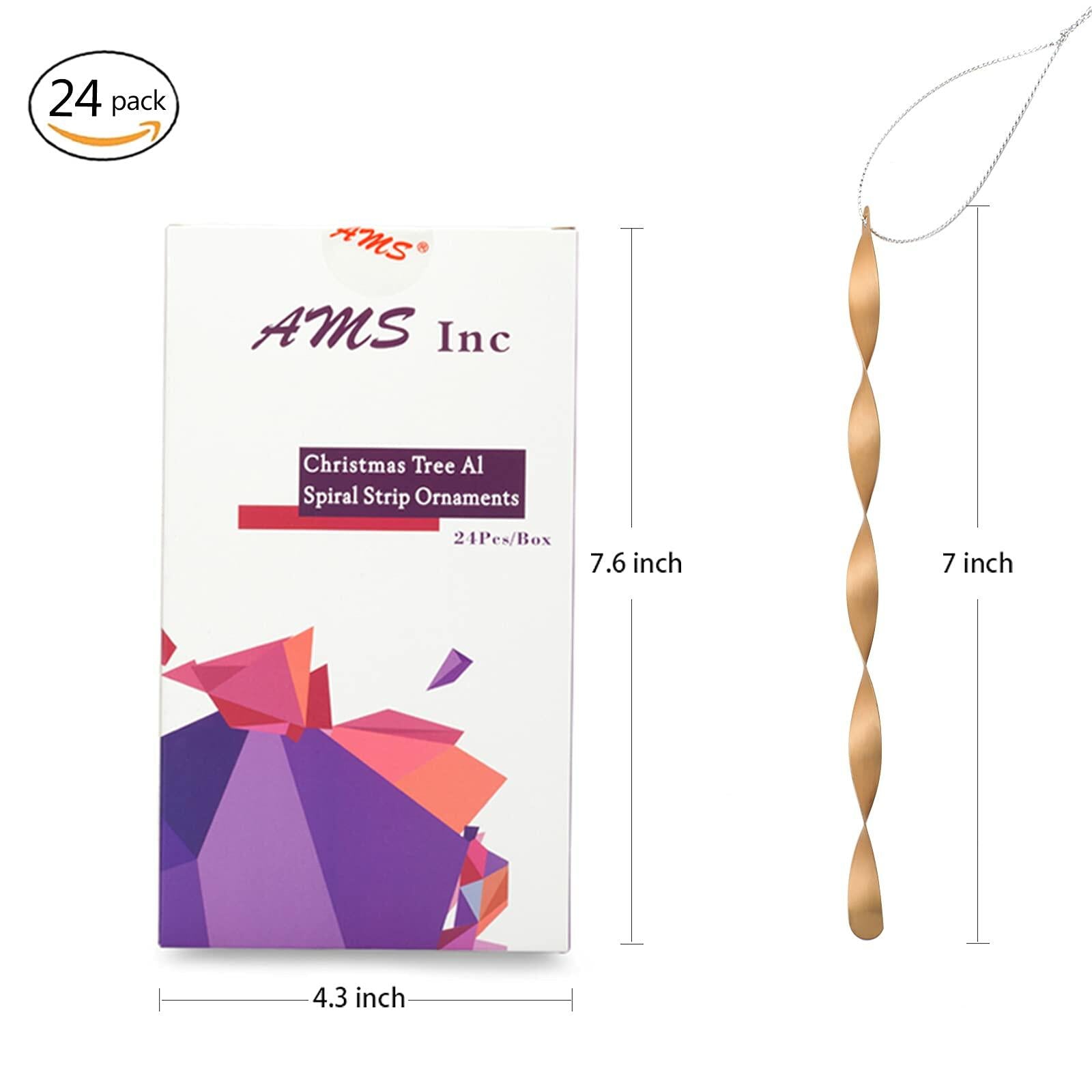 AMS Christmas Tree Ornaments 24PCS Aluminum Twisted Icicles Matte Champagne 7"