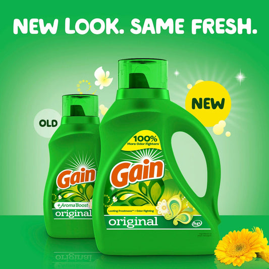 Gain + Aroma Boost Laundry Detergent Liquid, Original Scent, 107 Loads-154 fl oz