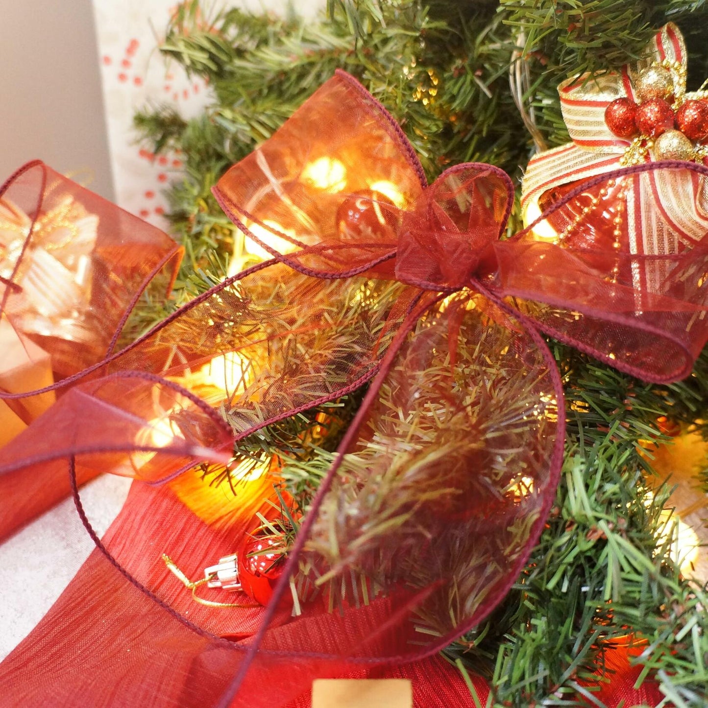 CT CRAFT LLC Sheer Organza Wired Ribbon 2.5" x 50 Yards Burgundy