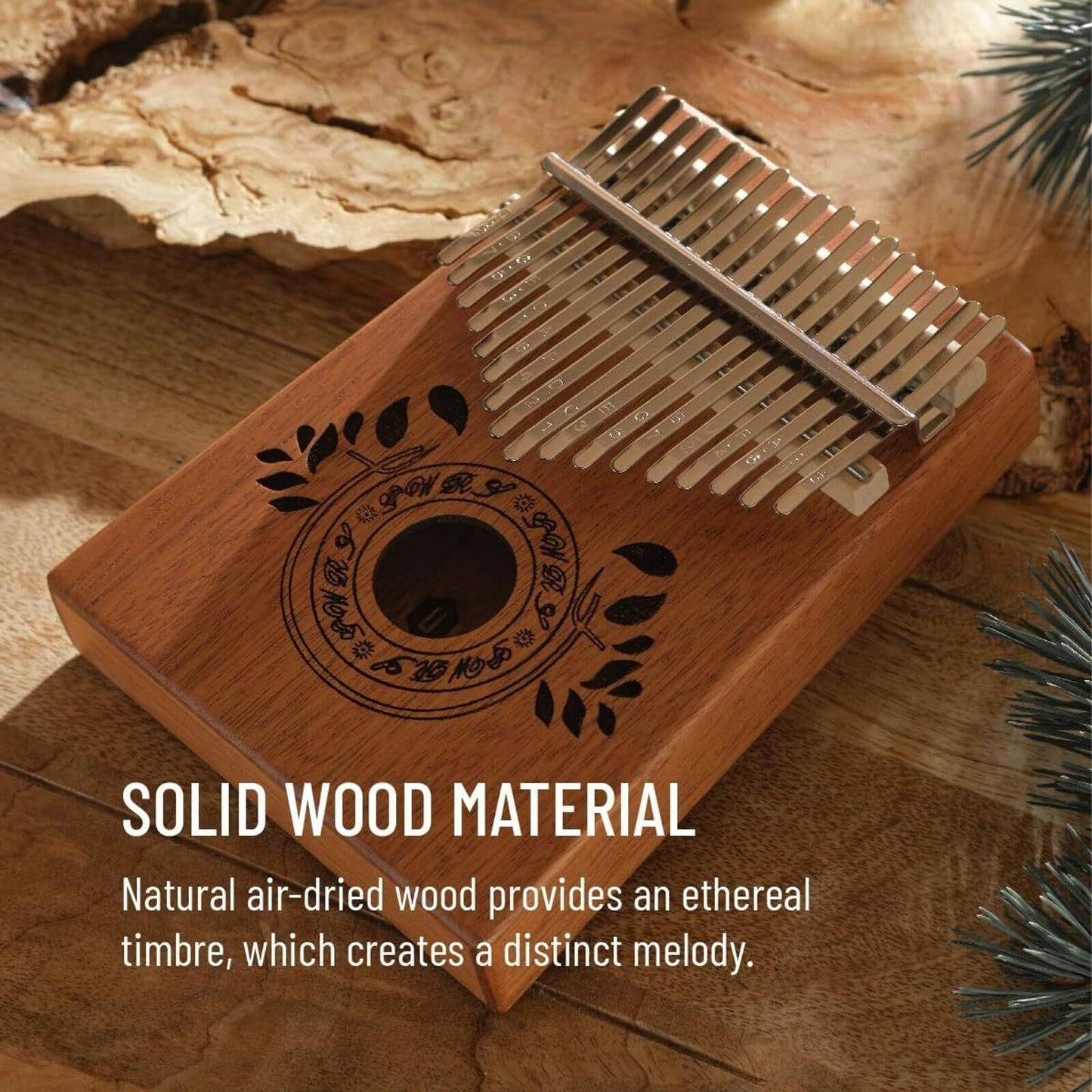 UNOKKI Kalimba Thumb Piano Portable Mahogany 17 Key Light Brown