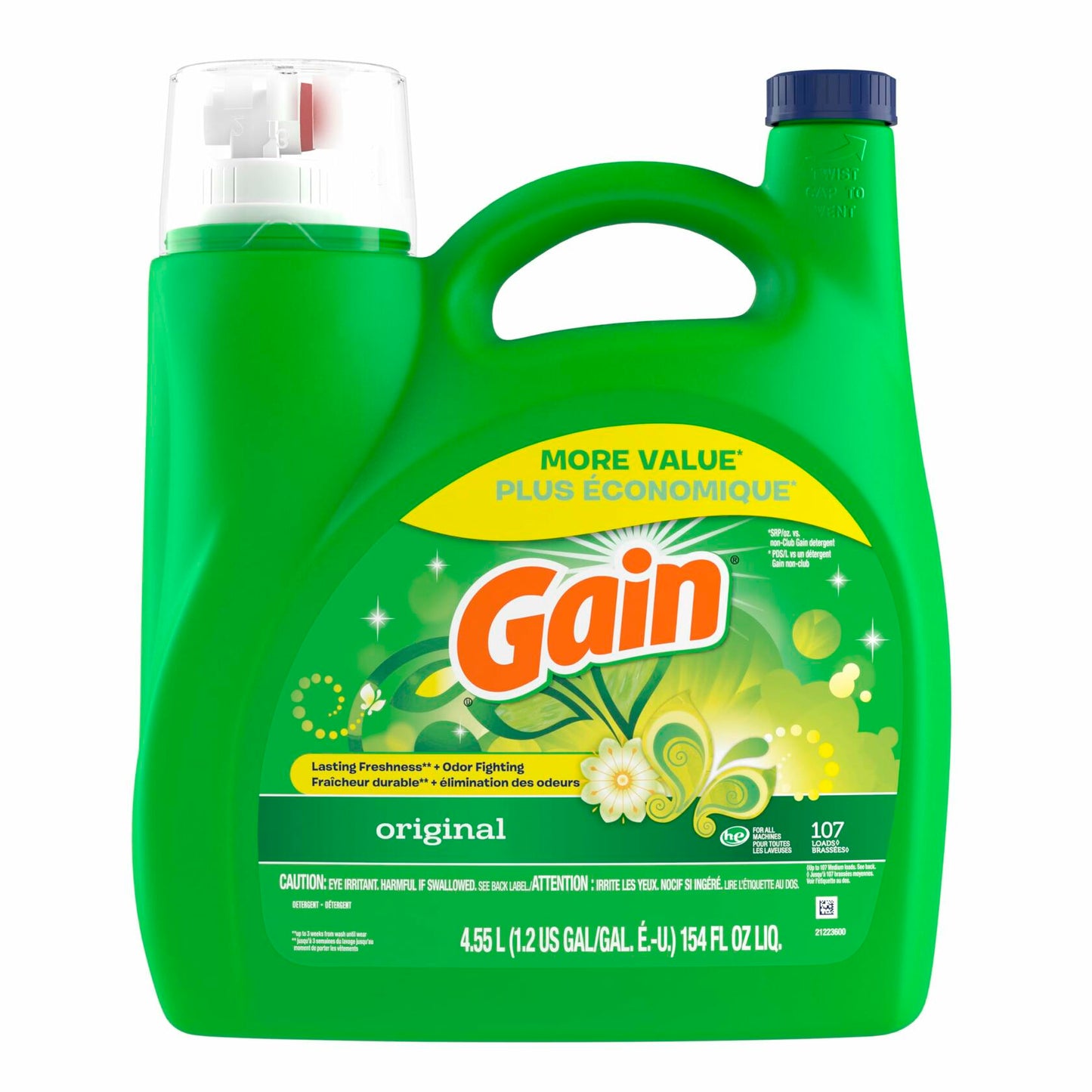 Gain + Aroma Boost Laundry Detergent Liquid, Original Scent, 107 Loads-154 fl oz