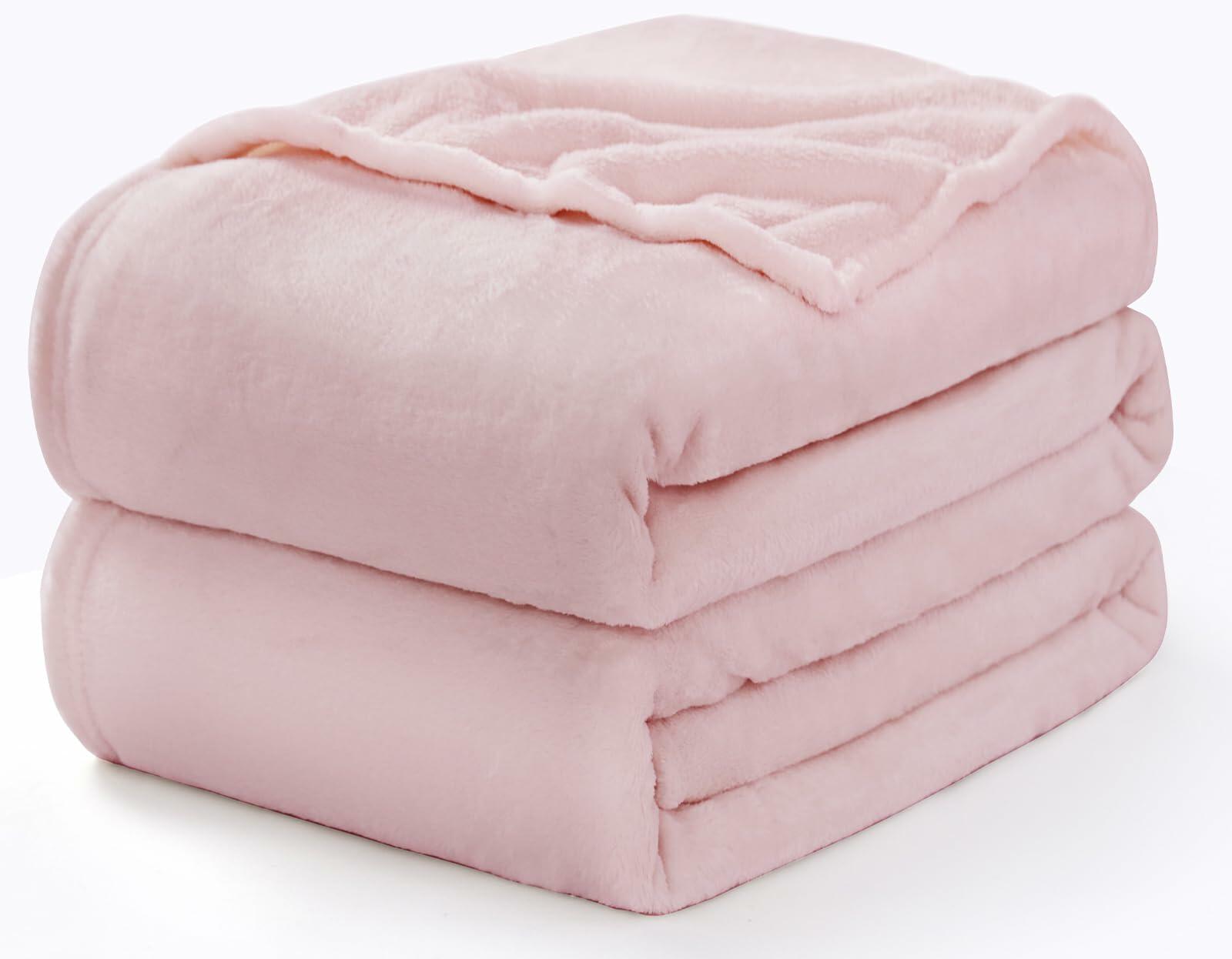 CozyLux Pink Fleece Throw Blanket 50x70 Soft Plush Flannel 300GSM XL