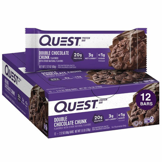 BestBy05/25 Quest Nutrition Double Chocolate Chunk Protein Bars 20g Protein 12ct