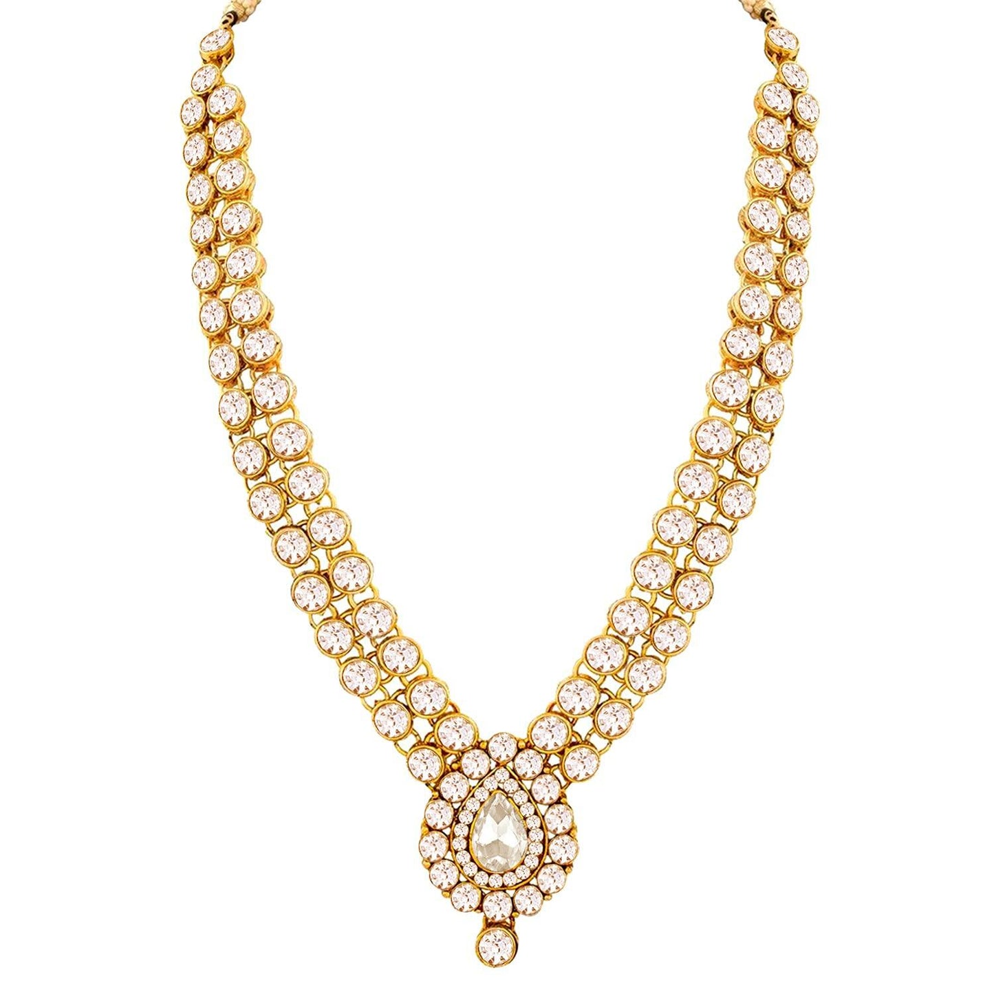 Aheli Indian Wedding Wear Faux Stone Necklace with Maang Tikka Set Women