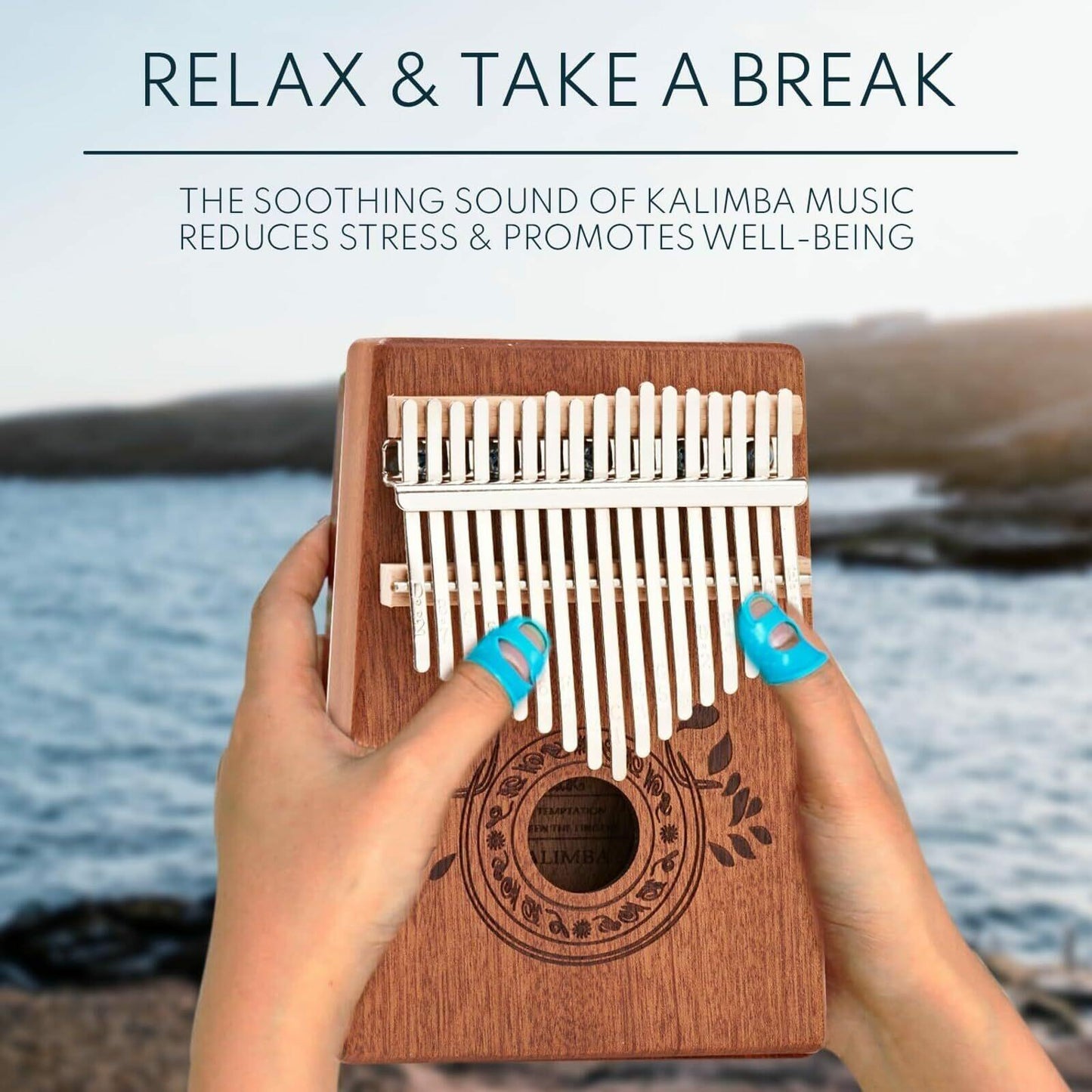 UNOKKI Kalimba Thumb Piano Portable Mahogany 17 Key Light Brown