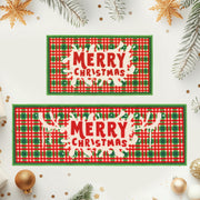 BEQHAUSE Christmas Kitchen Rugs Buffalo Plaid Non Slip Washable 17x30+17x59