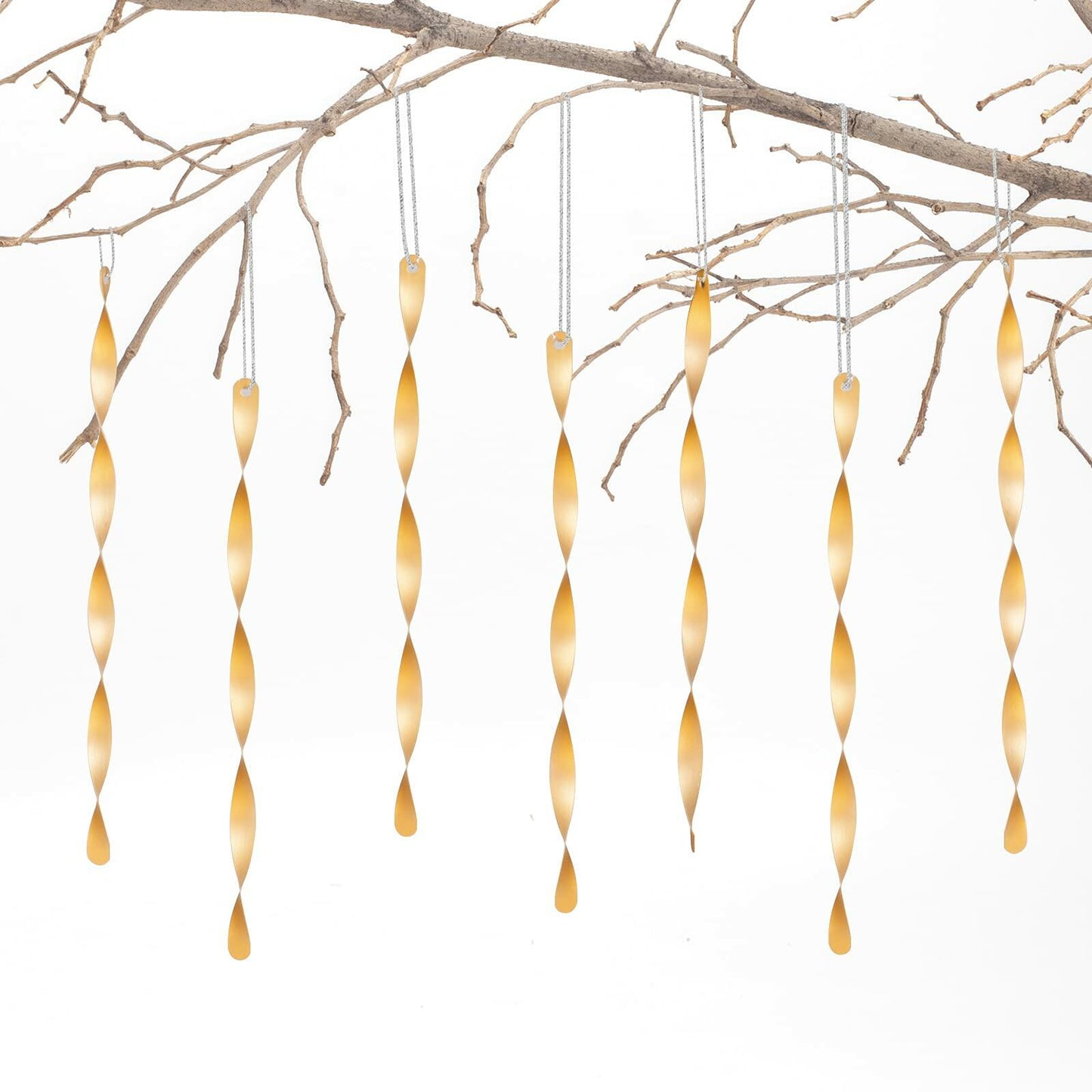 AMS Christmas Tree Ornaments 24PCS Aluminum Twisted Icicles Matte Champagne 7"