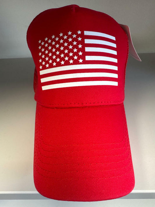 QYJ American Flag 3D Embossed Trucker Hat Mesh Snapback Adjustable