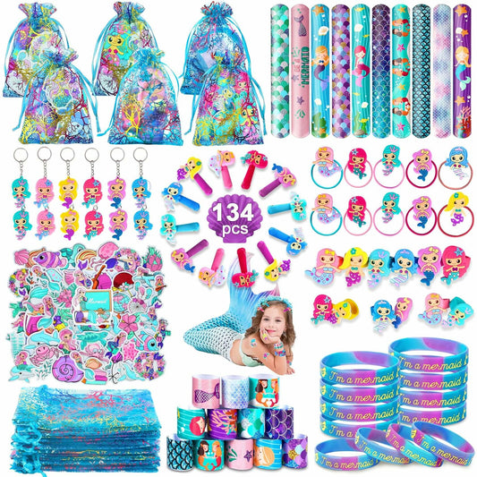 Eunvabir 134Pcs Mermaid Party Favors Kids Birthday Decorations Toys